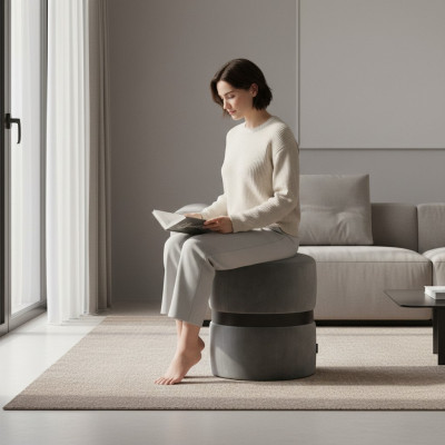 Tabouret moderne gris de luxe Tabouret d'appoint Mobilier de chambre Style nouveau