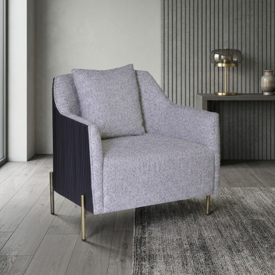 Gris Fauteuil De Luxe 1 Place Pieds En Acier Inoxydable Cadre En Bois Mobilier De Salon
