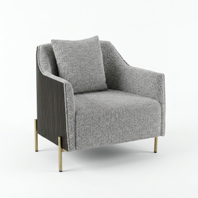Gris Fauteuil De Luxe 1 Place Pieds En Acier Inoxydable Cadre En Bois Mobilier De Salon