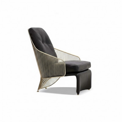 Fauteuil de salon design noir à un seul siège en tissu pour salon