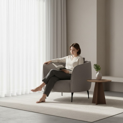 Fauteuil Taupe Moderne Salon Fauteuil 1 Place Design de Luxe Mobilier Rembourrage Lounge