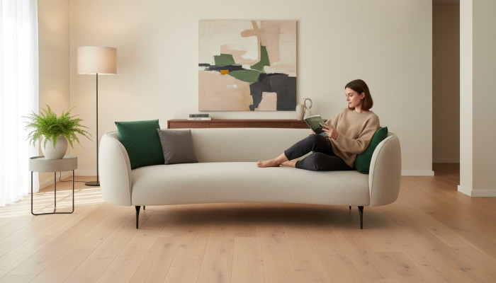 Designer Blanc Trois places Salon Canapé 3 Places Canapés en Textile Neuf