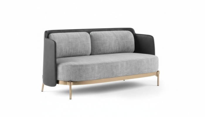 Designer Gray 2-Sitzer luxuriöses Wohnzimmer Polster Sofa Textil Möbel