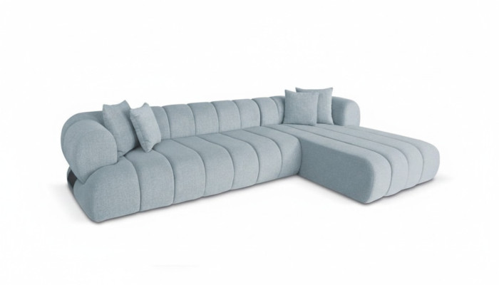 Canapé d'angle en tissu gris L-forme Canapé Designer Rembourrage Cadre en bois