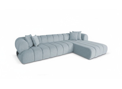 Canapé d'angle en tissu gris L-forme Canapé Designer Rembourrage Cadre en bois