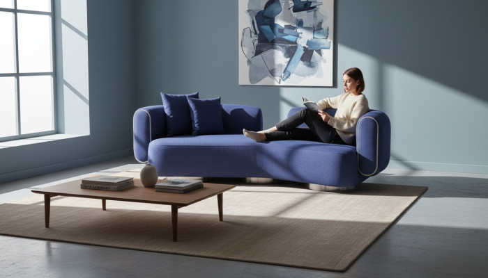 Trois places bleu de luxe canapé trois places meubles de siège moderne salon