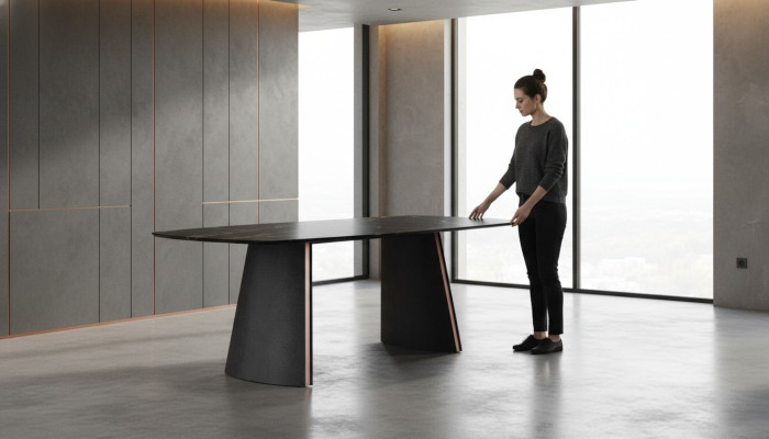 Table de salle à manger de luxe en gris foncé Tables de salle à manger Mobilier de designer neuf