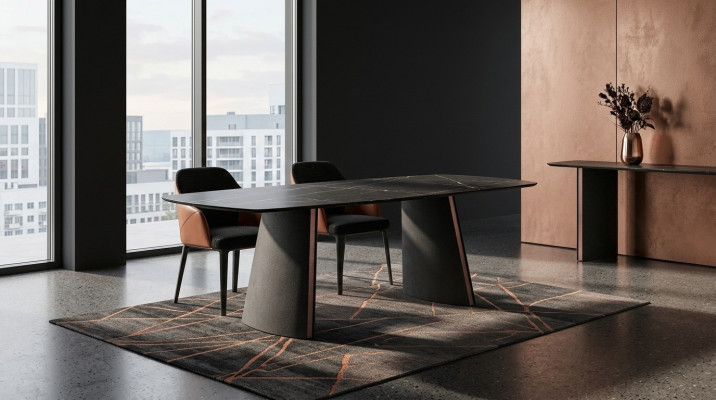 Table de salle à manger de luxe en gris foncé Tables de salle à manger Mobilier de designer neuf