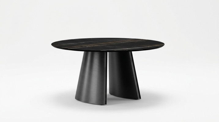 Designer table ronde noire en acier inoxydable Mobilier Table de salle à manger Tables de luxe