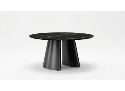 Designer table ronde noire en acier inoxydable Mobilier Table de salle à manger Tables de luxe