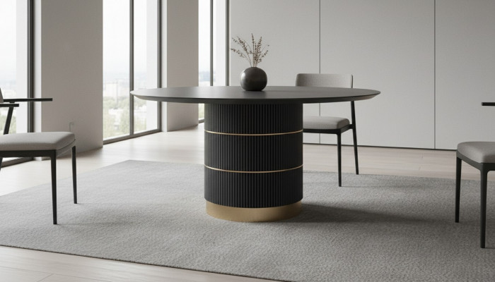 Tables Table ronde Table à manger de luxe Mobilier de salle à manger Table de designer Base en métal