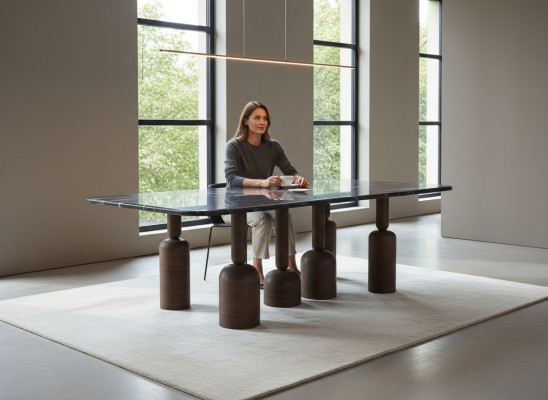 Table à manger design en marbre gris Pieds en métal Meubles de salle à manger de luxe neufs