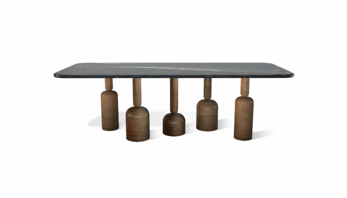 Table à manger design en marbre gris Pieds en métal Meubles de salle à manger de luxe neufs
