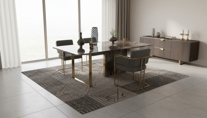 Table à manger de luxe design en acier inoxydable Table Salle à manger Mobilier en bois Tables nouvel