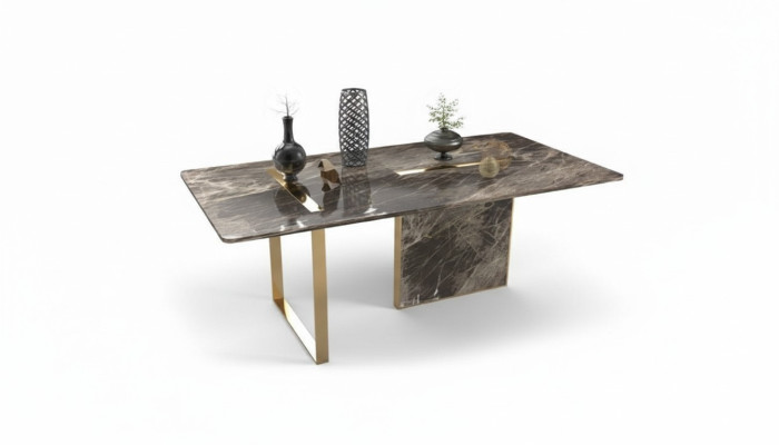 Table à manger de luxe design en acier inoxydable Table Salle à manger Mobilier en bois Tables nouvel