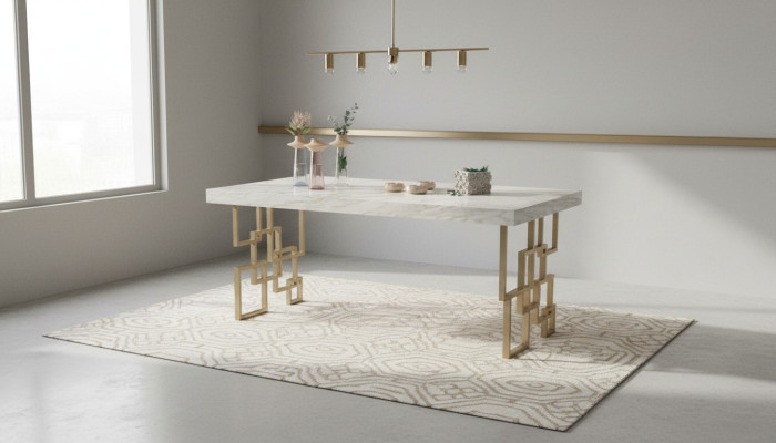 Table à manger blanche de designer Mobilier de salle à manger Table en marbre élégante Moderne