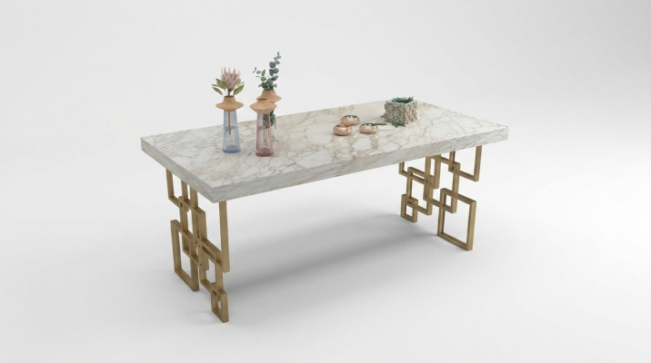 Table à manger blanche de designer Mobilier de salle à manger Table en marbre élégante Moderne