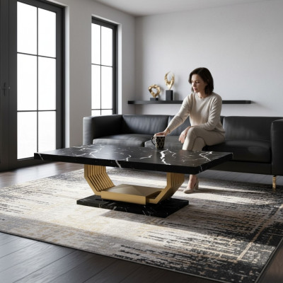 Table de salle à manger noire Mobilier de luxe Table à manger en marbre Tables design
