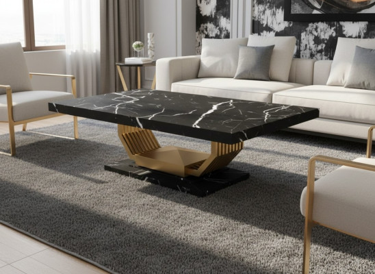 Table de salle à manger noire Mobilier de luxe Table à manger en marbre Tables design