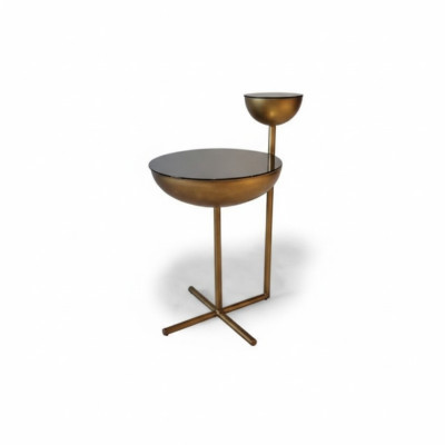 Table d'appoint moderne avec plateau en verre, style table basse ronde design
