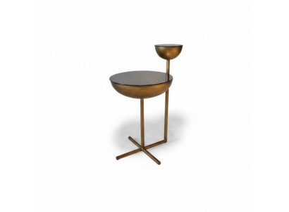 Table d'appoint moderne avec plateau en verre, style table basse ronde design