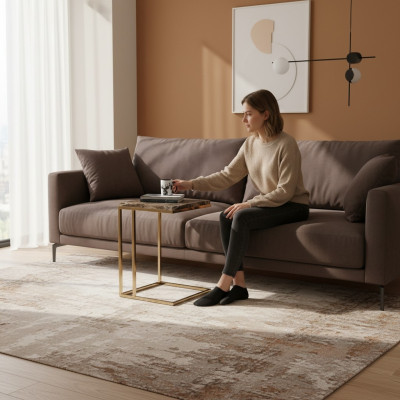 Table d'appoint moderne en acier inoxydable Salon Table basse Meuble design
