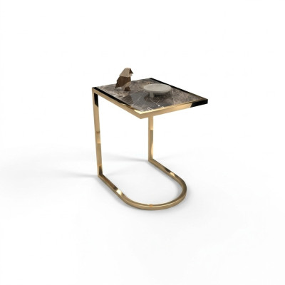 Table d'appoint de luxe Designer Table de salon en acier inoxydable avec plateau en verre
