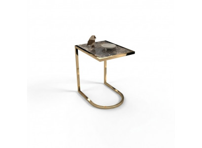 Table d'appoint de luxe Designer Table de salon en acier inoxydable avec plateau en verre