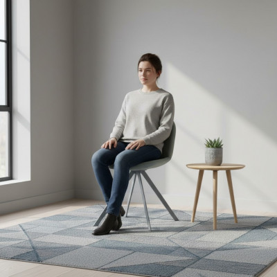Chaise de salle à manger rembourrée grise, design, une place, avec pieds en acier inoxydable, neuve