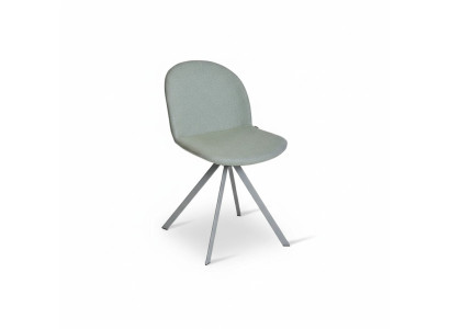Chaise de salle à manger rembourrée grise, design, une place, avec pieds en acier inoxydable, neuve