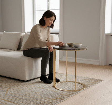 Table d'appoint ronde en marbre Table basse design Table de salon Table nouvelle