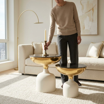 Table en acier inoxydable design Table d'appoint moderne Mobilier de luxe pour salon