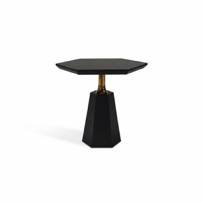Élégante table d'appoint hexagonale noire pour salon.