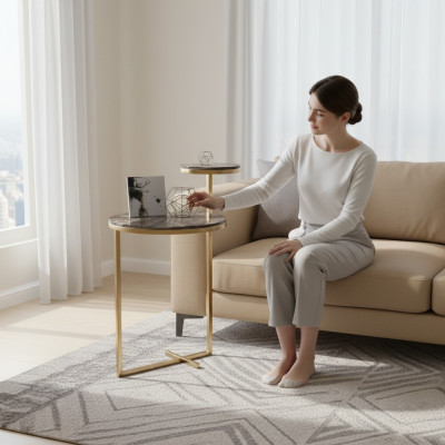 Table d'appoint de luxe Designer Tables en acier inoxydable Table basse Salon Nouveau