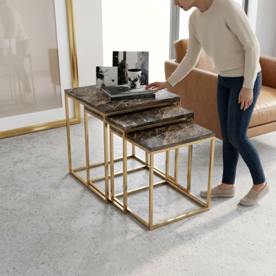 Table d'appoint en acier inoxydable Définir les tables Basses Designer Meubles de salon Ameublement