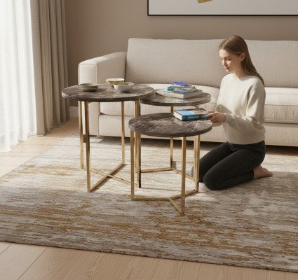 Concepteur de 3x tables d'appoint en marbre Tables de salon de luxe Tables basses de salon