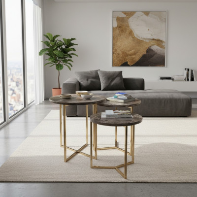 Concepteur de 3x tables d'appoint en marbre Tables de salon de luxe Tables basses de salon