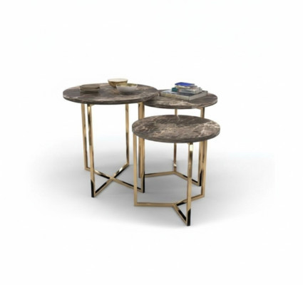 Concepteur de 3x tables d'appoint en marbre Tables de salon de luxe Tables basses de salon