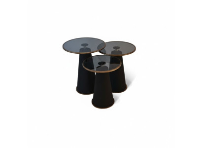 Table d'appoint moderne noire Ensemble de 3 tables basses de salon de luxe neuves