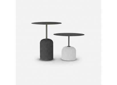 Table basse noire et blanche Suite de luxe 2x tables d'appoint rondes design.