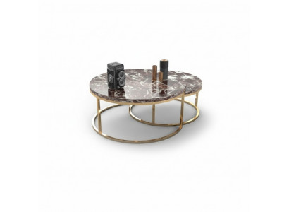 Table basse en marbre de luxe + ensemble de table d'appoint Tables rondes du salon 2 pièces