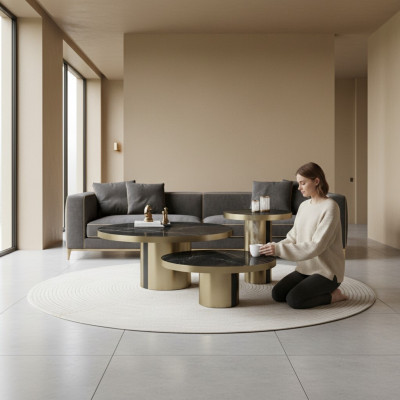 Ensemble de tables basses de luxe 3x tables rondes tables d'appoint de salon modernes nouvelles