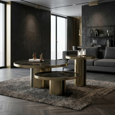 Ensemble de tables basses de luxe 3x tables rondes tables d'appoint de salon modernes nouvelles