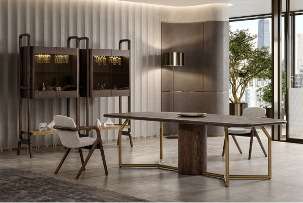 Meubles de salle à manger de luxe pour villas, ensemble table à manger complet, salle à manger, table 4x, chaises, buffet - 7 pièces.
