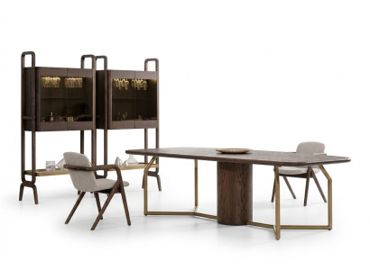 Meubles de salle à manger de luxe pour villas, ensemble table à manger complet, salle à manger, table 4x, chaises, buffet - 7 pièces.