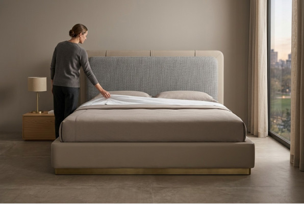 Chambre Beige Lit Bois Design Moderne 180x200 Lits Design Mobilier