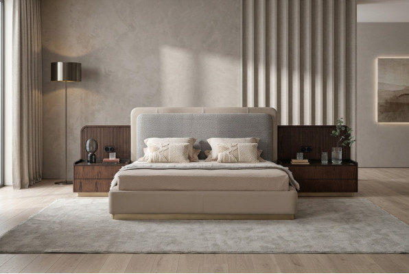 Ensemble de chambre à coucher de luxe Lit complet + 2x tables de chevet Ensemble moderne de 3 pièces.