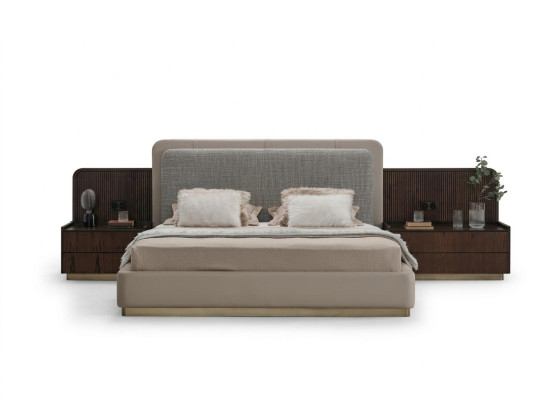 Ensemble de chambre à coucher de luxe Lit complet + 2x tables de chevet Ensemble moderne de 3 pièces.