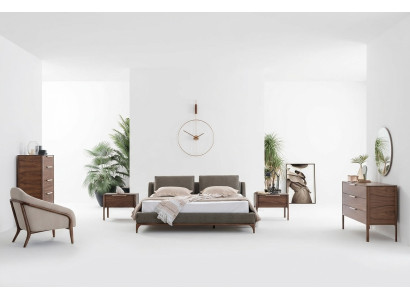 Chambre Ensemble complet Lit 2x Tables de chevet Commode Armoire Moderne