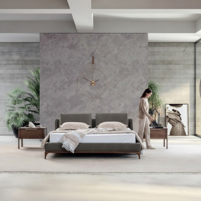 Ensemble chambre à coucher au design moderne 3 pièces lit 2x table de chevet 180x200